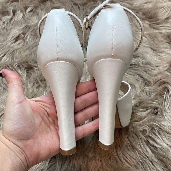 IDIFU Jana Platform Chunky High Heels Peep Toe Ankle Strap Wedding Bridal Party - Picture 7 of 13